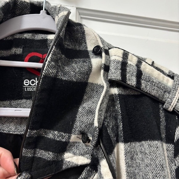 Ecko Red Womens Plaid Wool Blend Double Breasted Coat Jacket XL - Picture 8 of 9